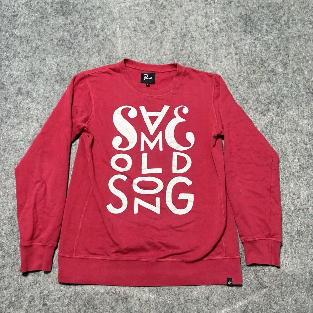 By Parra Same Old Song Sweatshirt Mens M Red Graphic Crewneck Streetwear Art